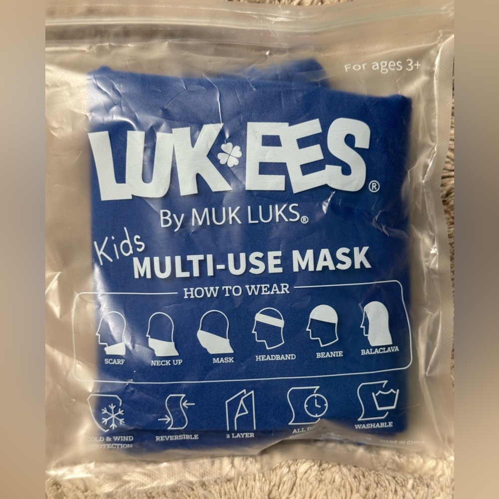 Muk Luks Kids Multi Use Blue Face Mask